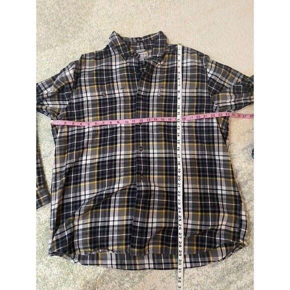 Carhartt Shirt Mens Size XL Yellow Plaid Button Up Long Sleeve Relaxed Fit - Picture 4 of 7